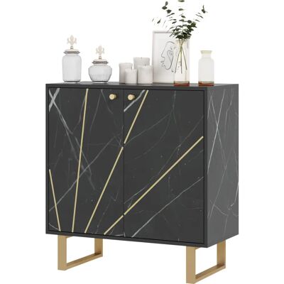 HOMCOM Schwarzer Marmor Buffet mit Verstellbarer Regal - Buffet/Schrank HOMCOM Schwarzer Marmor Buffet mit Verstellbarer Regal - Buffet/Schrank