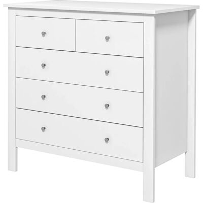 HOMCOM - Commode - 5 tiroirs - Blanc - Chest of drawers - Publicité HOMCOM - Commode - 5 tiroirs - Blanc - Chest of drawers - Publicité