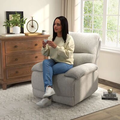 HOMCOM - Manual Recliner - Gris clair - Tissu effet lin - Armchair - Publicité HOMCOM - Manual Recliner - Gris clair - Tissu effet lin - Armchair - Publicité