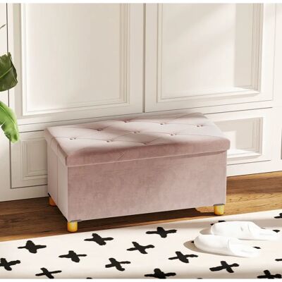 Banque de rangement HOMCOM rose - 76x38x38cm - 67L - 120kg supportés - Publicité Banque de rangement HOMCOM rose - 76x38x38cm - 67L - 120kg supportés - Publicité