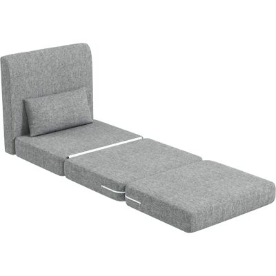 HOMCOM - Silla abatible 3 en 1 - Gris - Ligera - Sofá cama HOMCOM - Silla abatible 3 en 1 - Gris - Ligera - Sofá cama