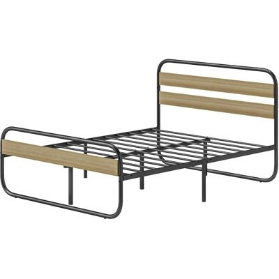 Cadre de lit double en acier HOMCOM 140x190cm avec rangement - Publicité Cadre de lit double en acier HOMCOM 140x190cm avec rangement - Publicité