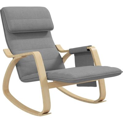 Sillón giratorio HOMCOM con reposapiés ajustable - Gris Sillón giratorio HOMCOM con reposapiés ajustable - Gris
