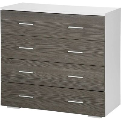 HOMCOM Buffet Contemporain Blanc et Gris - Meuble 4 Tiroirs - Publicité HOMCOM Buffet Contemporain Blanc et Gris - Meuble 4 Tiroirs - Publicité