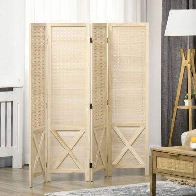HOMCOM Paravent en Bois 152x144,5cm - Séparateur de Pièce - Publicité HOMCOM Paravent en Bois 152x144,5cm - Séparateur de Pièce - Publicité