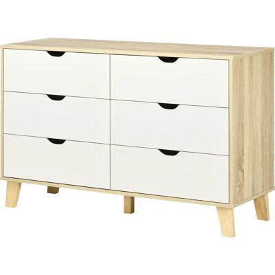 HOMCOM Commode 6 tiroirs style scandinave - Meuble de rangement - Publicité HOMCOM Commode 6 tiroirs style scandinave - Meuble de rangement - Publicité