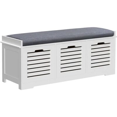 HOMCOM Banc à chaussures avec 3 tiroirs - Blanc - Meuble à chaussures - Publicité HOMCOM Banc à chaussures avec 3 tiroirs - Blanc - Meuble à chaussures - Publicité