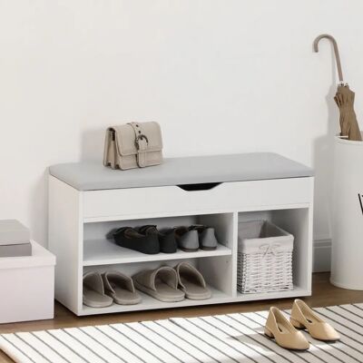 HOMCOM - SHB-01 - White - Banc de rangement chaussures - Publicité HOMCOM - SHB-01 - White - Banc de rangement chaussures - Publicité