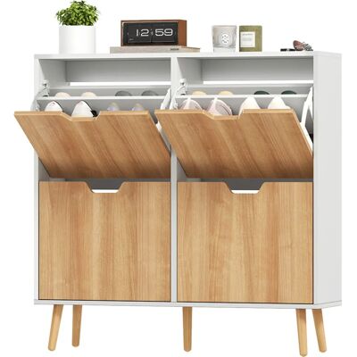 HOMCOM - Porte-chaussures 16P - Naturel - 4 portes - Porte-chaussures - Publicité HOMCOM - Porte-chaussures 16P - Naturel - 4 portes - Porte-chaussures - Publicité