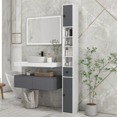 kleankin Meuble de Salle de Bain - Design Moderne, Étagères Réglables - 20x20x180cm - Gris - Publicité kleankin Meuble de Salle de Bain - Design Moderne, Étagères Réglables - 20x20x180cm - Gris - Publicité