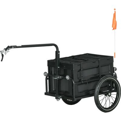 HOMCOM Fahrradanhänger mit abnehmbarem 65L Stauraum - Stahl, Schwarz HOMCOM Fahrradanhänger mit abnehmbarem 65L Stauraum - Stahl, Schwarz