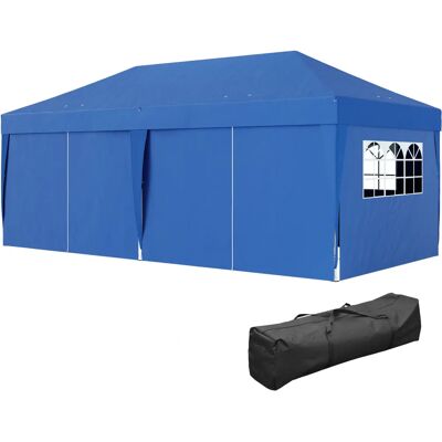 Pabellón de jardín azul de 3x6 m de Outsunny - Plegable con 6 paredes Pabellón de jardín azul de 3x6 m de Outsunny - Plegable con 6 paredes