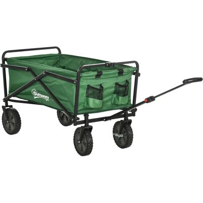 Outsunny Faltbarer Transportwagen - 40kg - Dunkelgrün - Verstellbarer Griff Outsunny Faltbarer Transportwagen - 40kg - Dunkelgrün - Verstellbarer Griff