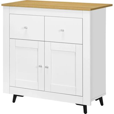 HOMCOM Armoire de rangement blanche avec portes et tiroirs - Meuble de rangement - Publicité HOMCOM Armoire de rangement blanche avec portes et tiroirs - Meuble de rangement - Publicité
