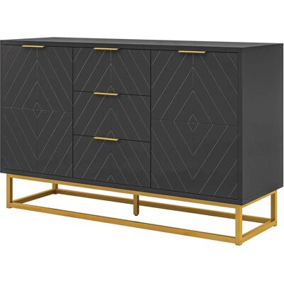 HOMCOM Buffet contemporain graphique noir avec armoires et tiroirs - Buffet - Publicité HOMCOM Buffet contemporain graphique noir avec armoires et tiroirs - Buffet - Publicité