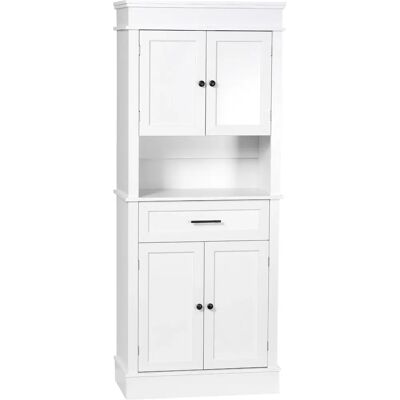 Armoire de cuisine blanche HOMCOM avec étagères réglables - Publicité Armoire de cuisine blanche HOMCOM avec étagères réglables - Publicité