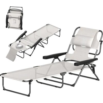 Outsunny Tragbare Klappbare Sonnenliege mit Kopfkissen - Gartenprodukt Outsunny Tragbare Klappbare Sonnenliege mit Kopfkissen - Gartenprodukt