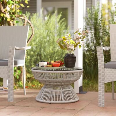 Mesa de Centro Redonda de Jardín Outsunny - Imitación Ratán Resina - Ø60 x 37H cm Mesa de Centro Redonda de Jardín Outsunny - Imitación Ratán Resina - Ø60 x 37H cm