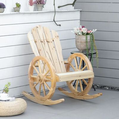 Outsunny - Adirondack Rocking Chair - Pin naturel - Roues - Publicité Outsunny - Adirondack Rocking Chair - Pin naturel - Roues - Publicité