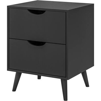 HOMCOM - 2-Drawer - Noir - Nordique - Table de chevet - Publicité HOMCOM - 2-Drawer - Noir - Nordique - Table de chevet - Publicité