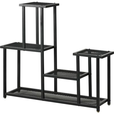 Outsunny - 4-tier - Noir - Métal - Étagère à plantes - Publicité Outsunny - 4-tier - Noir - Métal - Étagère à plantes - Publicité