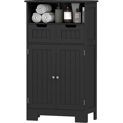 Armario de almacenaje para baño kleankin con 2 cajones - Negro - Muebles Armario de almacenaje para baño kleankin con 2 cajones - Negro - Muebles