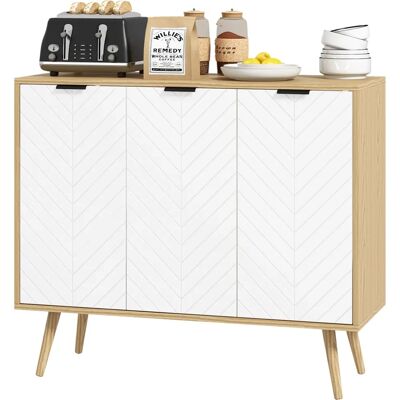 HOMCOM Buffet en Bois Naturel avec Motif Chevron - Meuble de Rangement - Publicité HOMCOM Buffet en Bois Naturel avec Motif Chevron - Meuble de Rangement - Publicité