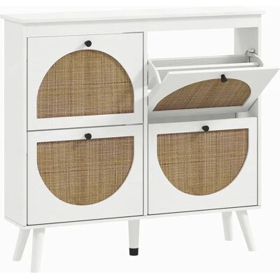 HOMCOM Blanc 105x24x97.5cm Armoire à Chaussures - Rangement Vintage - Publicité HOMCOM Blanc 105x24x97.5cm Armoire à Chaussures - Rangement Vintage - Publicité