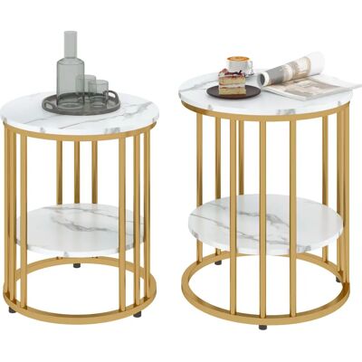 HOMCOM Marca Modello Set di Tavolini Tondo Effetto Marmo - Tavoli da Soggiorno HOMCOM Marca Modello Set di Tavolini Tondo Effetto Marmo - Tavoli da Soggiorno