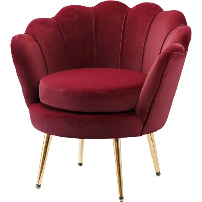 HOMCOM - Coquille Velours - Rouge - Pieds en métal doré - Armchair - Publicité HOMCOM - Coquille Velours - Rouge - Pieds en métal doré - Armchair - Publicité