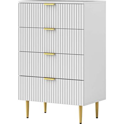 HOMCOM Commode Blanche 4 Tiroirs - Rangement Chambre & Salon - Publicité HOMCOM Commode Blanche 4 Tiroirs - Rangement Chambre & Salon - Publicité