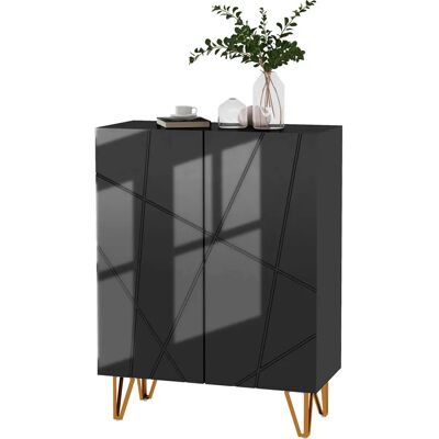 Armoire à chaussures HOMCOM noire avec étagères réglables - Rangement à chaussures - Publicité Armoire à chaussures HOMCOM noire avec étagères réglables - Rangement à chaussures - Publicité