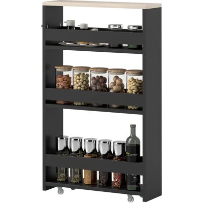 Chariot de rangement Kleankin - 48x15x80cm, Noir, 3 Étagères - Meuble de rangement - Publicité Chariot de rangement Kleankin - 48x15x80cm, Noir, 3 Étagères - Meuble de rangement - Publicité