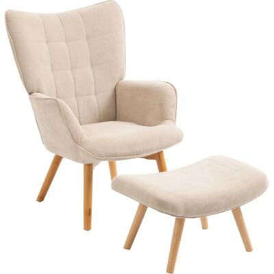 HOMCOM - Rocking style repose-pieds - Beige - Velours côtelé - Fauteuil - Publicité HOMCOM - Rocking style repose-pieds - Beige - Velours côtelé - Fauteuil - Publicité