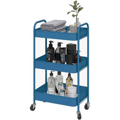 HOMCOM - Desserte acier 3 plateaux - Dark blue - 3 shelves - Serving cart - Publicité HOMCOM - Desserte acier 3 plateaux - Dark blue - 3 shelves - Serving cart - Publicité