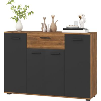 Buffet HOMCOM Brun et Noir - 120x35x85cm Rangement - Publicité Buffet HOMCOM Brun et Noir - 120x35x85cm Rangement - Publicité