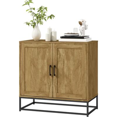 HOMCOM Mueble de almacenamiento moderno de madera natural con estantería ajustable - Para cocina, sala y pasillo HOMCOM Mueble de almacenamiento moderno de madera natural con estantería ajustable - Para cocina, sala y pasillo
