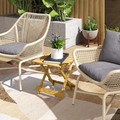 Outsunny Naturholz Klappbarer Couchtisch - Beistelltisch Outsunny Naturholz Klappbarer Couchtisch - Beistelltisch