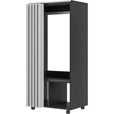 HOMCOM Armadio nero mobile con tenda - Armadio, Pannelli di particelle HOMCOM Armadio nero mobile con tenda - Armadio, Pannelli di particelle