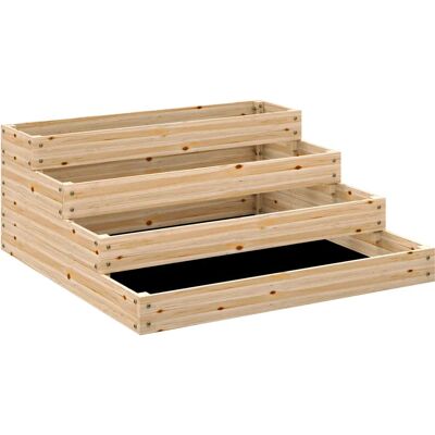 Cama de jardín elevada de madera Outsunny - 4 niveles para hierbas, verduras y flores Cama de jardín elevada de madera Outsunny - 4 niveles para hierbas, verduras y flores