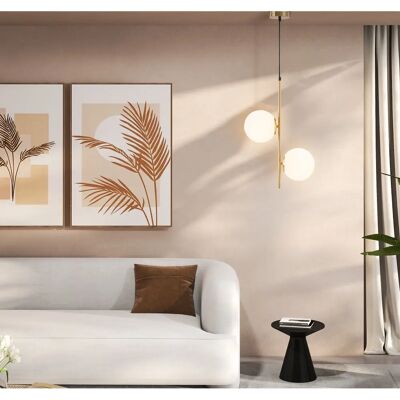 HOMCOM Lámpara Colgante Dorada - Ajustable, Doble Pantalla - Luz Suspendida HOMCOM Lámpara Colgante Dorada - Ajustable, Doble Pantalla - Luz Suspendida