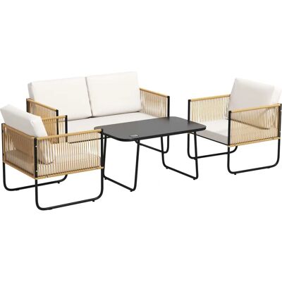 Outsunny Gartenmöbel-Set für 4 Personen - Polyrattan Balkonmöbel Outsunny Gartenmöbel-Set für 4 Personen - Polyrattan Balkonmöbel