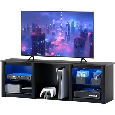 Meuble TV HOMCOM avec éclairage LED RGB, pour 65 pouces, noir - Publicité Meuble TV HOMCOM avec éclairage LED RGB, pour 65 pouces, noir - Publicité