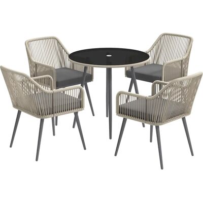 Outsunny Gartenmöbel-Set - Rattan, Rundglas-Tisch, Kissen - Gartentyp Outsunny Gartenmöbel-Set - Rattan, Rundglas-Tisch, Kissen - Gartentyp