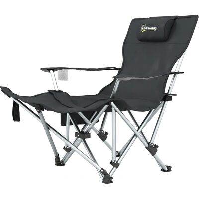Chaise de camping Outsunny - Pliable, avec repose-pieds amovible et porte-gobelet - Publicité Chaise de camping Outsunny - Pliable, avec repose-pieds amovible et porte-gobelet - Publicité