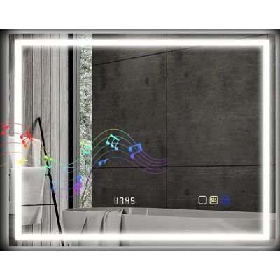 HOMCOM - LED Bluetooth Mirror - 80 x 100 cm - Argento - Mirror HOMCOM - LED Bluetooth Mirror - 80 x 100 cm - Argento - Mirror