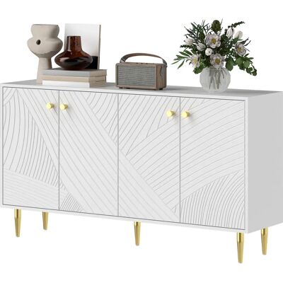 HOMCOM - Buffet - 140x35x77.5 cm - Blanc - Rangement - Publicité HOMCOM - Buffet - 140x35x77.5 cm - Blanc - Rangement - Publicité