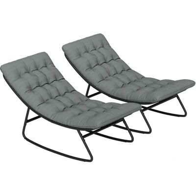 Outsunny Grau Outdoor-Schaukelset - Schaukelstühle mit dicken Kissen Outsunny Grau Outdoor-Schaukelset - Schaukelstühle mit dicken Kissen