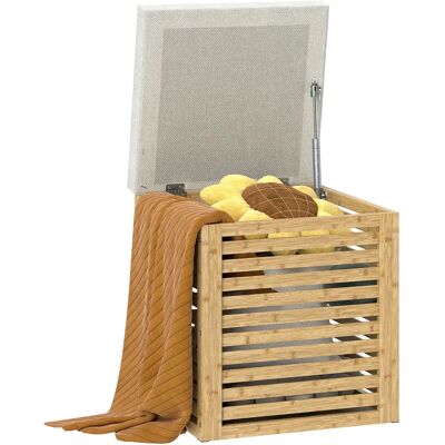 HOMCOM Pouf contenitore - 54,76L Bambù Naturale, Design Moderno HOMCOM Pouf contenitore - 54,76L Bambù Naturale, Design Moderno