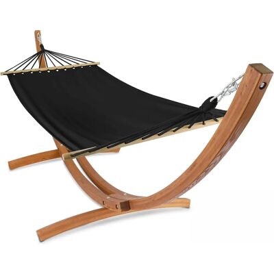 Hamac avec Cadre en Bois Noir Oviala - 300x110x110cm - Publicité Hamac avec Cadre en Bois Noir Oviala - 300x110x110cm - Publicité